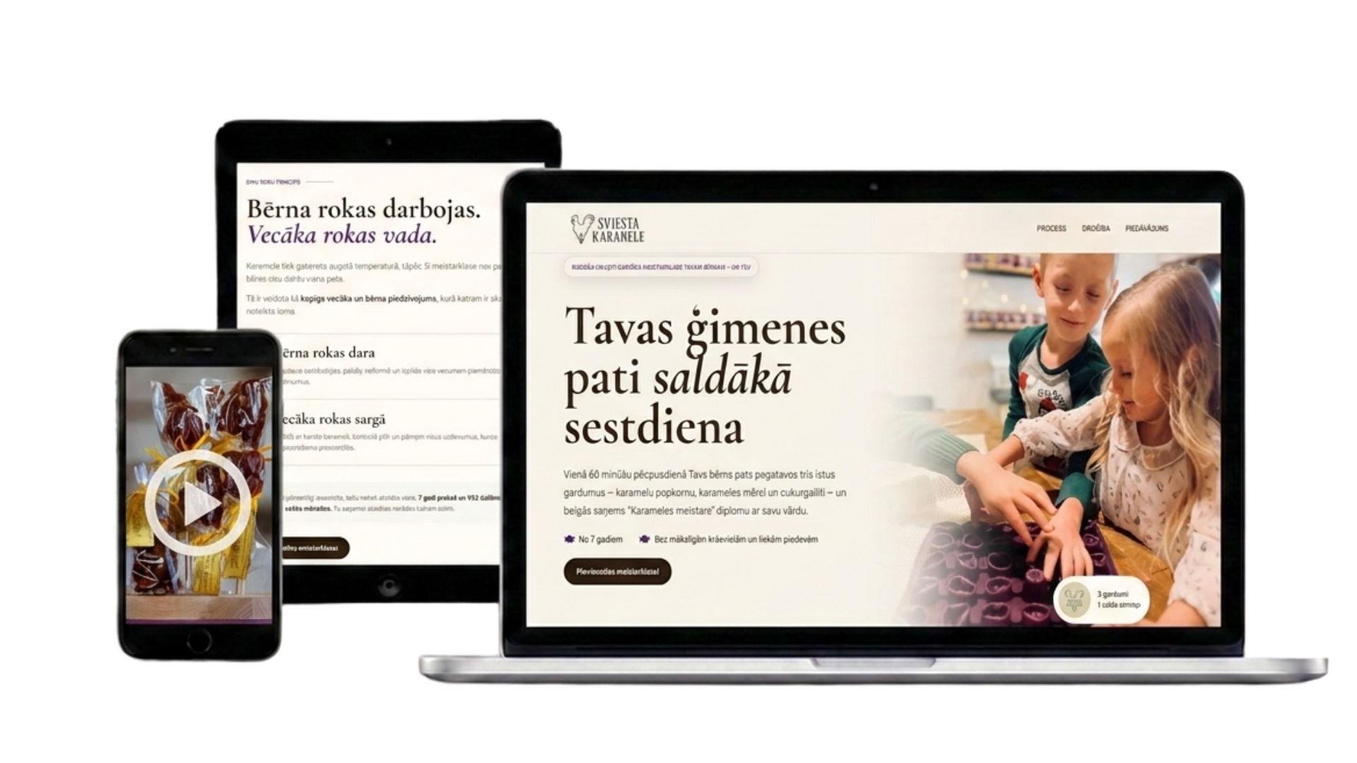 Sviesta Karamele meistarklase telefonā, planšetē un datorā